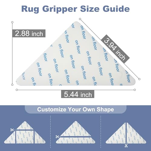 Non-Slip Rug Grips for Area Rugs - 12 Pcs Anti-Slip Corner Pads for Floors