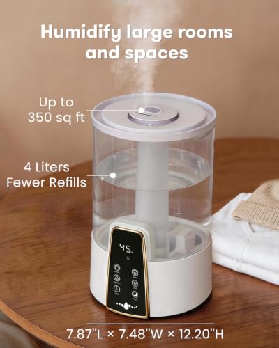 4L Top-Fill Cool Mist Humidifier for Bedroom with Night Light