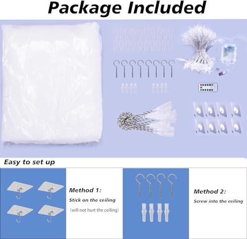 White Princess Bed Canopy with Warm White LED Star Lights & Remote
