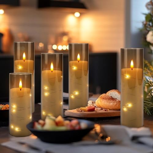 Aamdkcyu 24-String Gray Flameless Candles with Remote Control & Star Lights - Model 24String-Grey