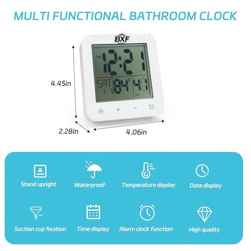 Waterproof Digital Bathroom Shower Clock with Countdown Timer and Suction Cup