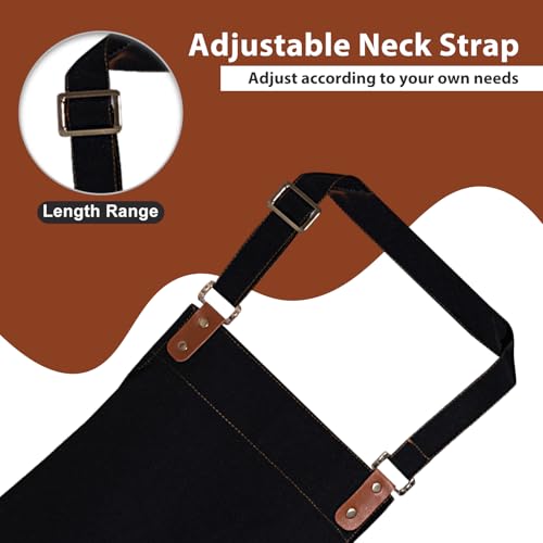 Adjustable Chef Apron with 4 Pockets - Durable Cotton Blend for Kitchen