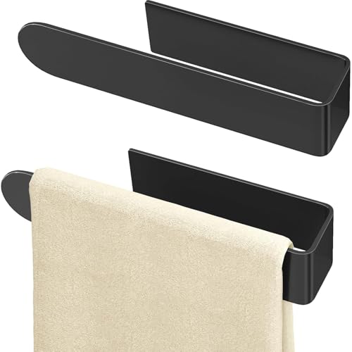 Bethom 8 Inch Self Adhesive Hand Towel Bar - Matte Black, 2 Pack