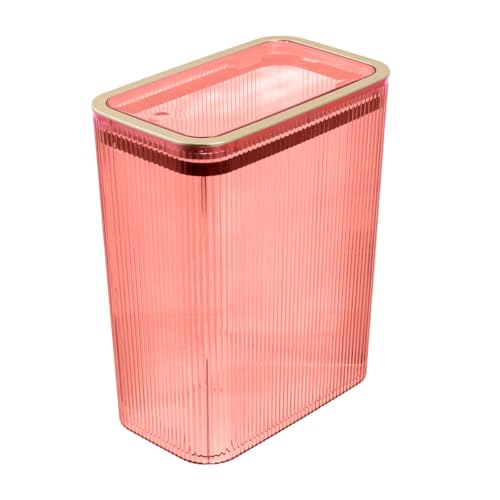 Slim Plastic Bathroom Trash Can 2.6 Gallon with Pop-Up Lid