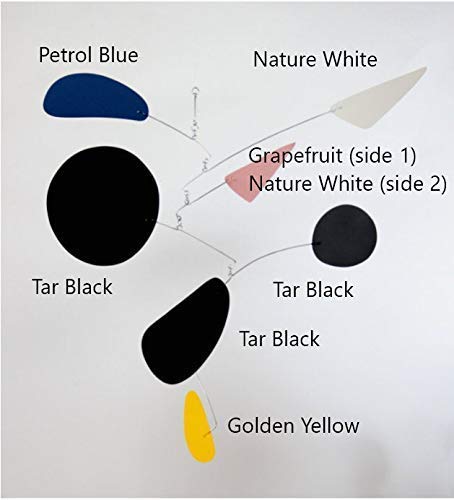Blue Moon Hanging Art Mobile, Modern Metal Kinetic Sculpture for Indoor Outdoor