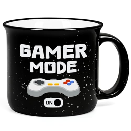 Cabtnca Black Gamer Mode ON Mug 15oz Christmas Gaming Gifts for Men & Teens