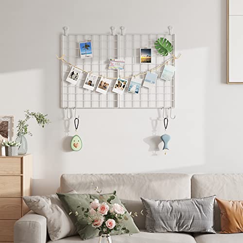 Wire Grid Wall Panel Set - 15.7 x 11.8 Inch Photo Display & Organizer