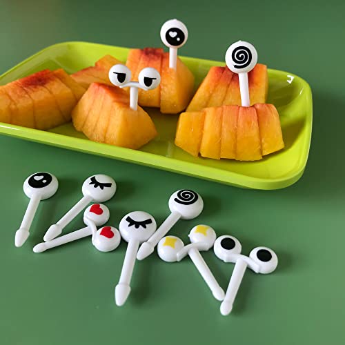 HYMAOME 20pcs Kids Bento Box Fruit Picks Eye Design for Lunchbox, 2" Cute Food Toothpicks