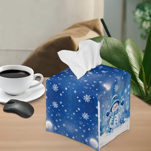 Christmas Snowman PU Leather Tissue Box Cover with Bottom Belt – Eheartsgir