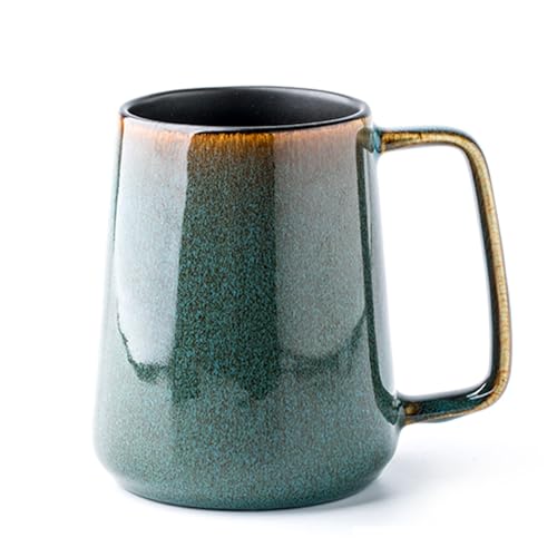 Ceraozmus 24 oz Green Ceramic Coffee Mug with Large Handle - Microwave & Dishwasher Safe