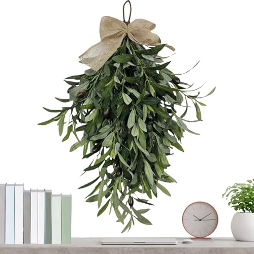 Artificial Olive Teardrop Swag 24-Inch Wall-Mounted Garland Decor