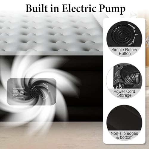 Full Air Mattress with Built-In Pump, Quick Inflation, 18" Gray