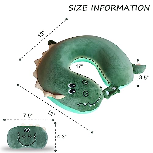 Memory Foam Travel Neck Pillow with Cute Sleep Mask for Kids