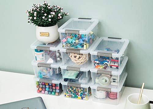 1.3Qt Small Plastic Storage Bins with Lids 10-Pack Stackable Containers