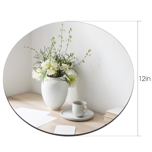 12-Inch Round Glass Mirror Centerpieces for Tables, Set of 12