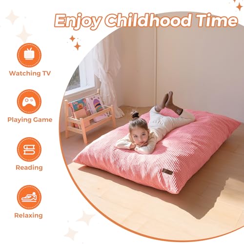 Kids 3-in-1 Convertible Bean Bag Chair & Floor Sofa Lounger, Corduroy Cover