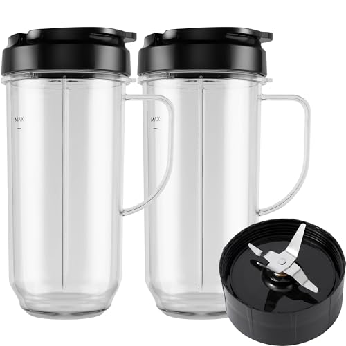 5-Piece 22oz Blender Cup Set with Cross Blade and Flip-Top Lids
