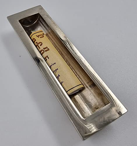 Car Mezuzah with Hebrew Traveler's Prayer Scroll, 2.2 Inch Metal Case