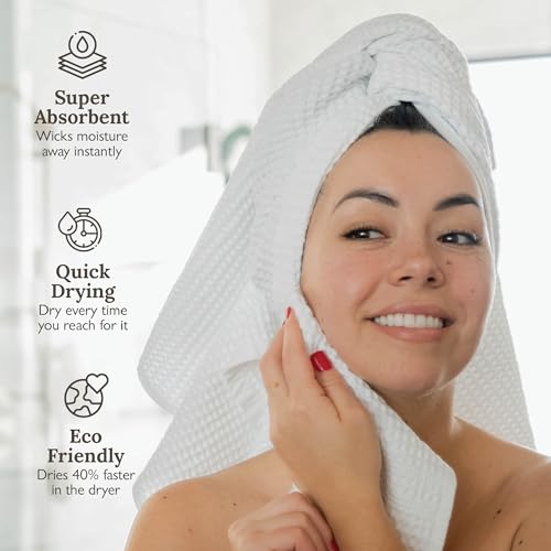 White GILDEN TREE Waffle Cotton Washcloths 4 Pack - Exfoliating & Quick Dry Face Towels