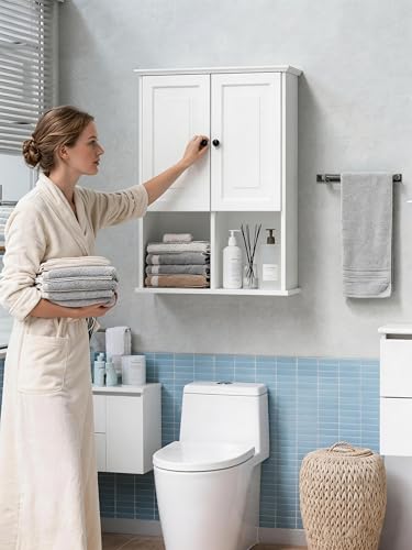 Wall Mounted Bathroom Medicine Cabinet with Motion Sensor LED Light & Shelf
