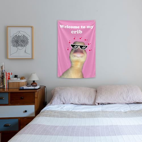 Welcome To My Crib Pink Tapestry Flag 2x3 FT with 4 Brass Grommets
