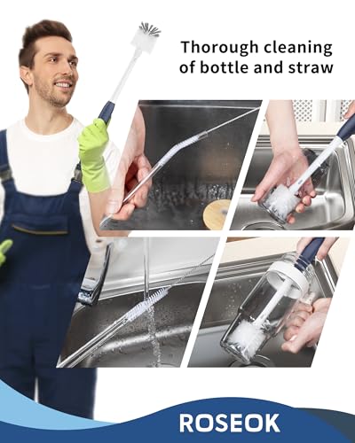 2-in-1 Water Bottle Brush with Hidden Straw Cleaner for Cups & Tumblers
