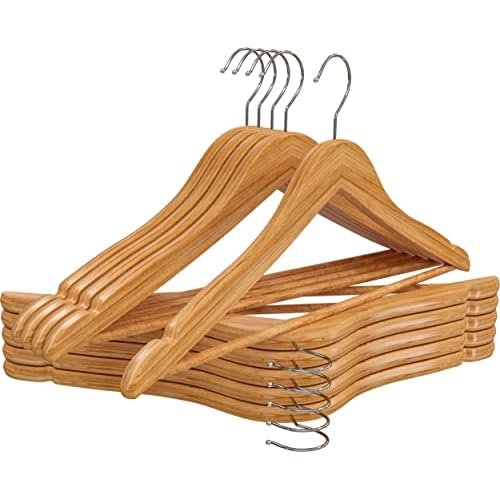 Utopia Home Premium Wooden Hangers 10 Pack - Durable & Slim Coat Hanger - Suit Hangers with 360-Degree Rotatable Hook - Wood Hangers with Shoulder Grooves (Natural Color)