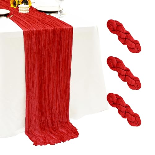3-Pack Red Cheesecloth Table Runner 17x108 in | Seveups