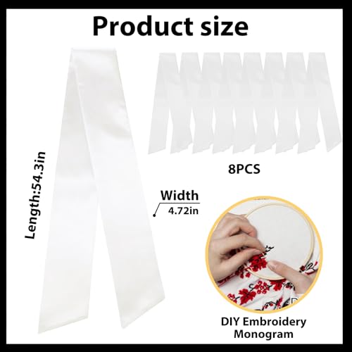 8-Piece White Cotton Linen Christmas Wreath Sashes for Front Door Decor