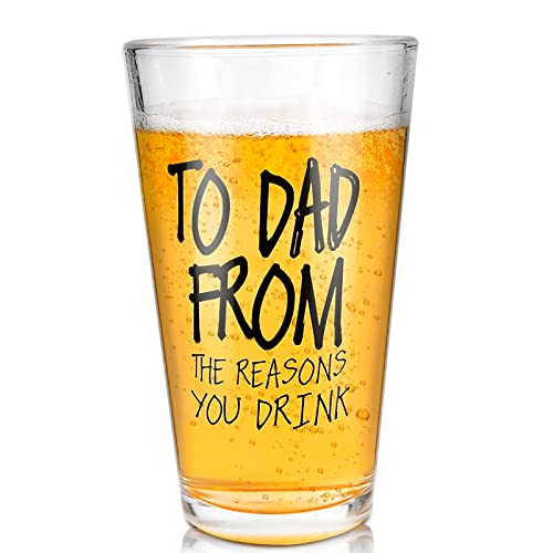 Funny Dad Beer Glass - 16 oz Pint Glass Gift for Father's Day or Birthday