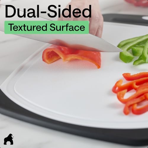 Non-Slip Reversible Kitchen Cutting Board Set of 3 with Juice Grooves, Black
