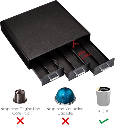 36-Pod Coffee Storage Drawer, 3-Drawer Countertop Coffee Pod Organizer
