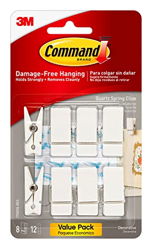 Adhesive Spring Clips for Damage-Free Wall Hanging - 8 Pack