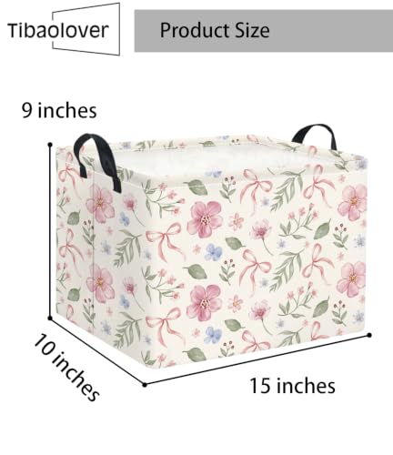 Rectangular Decorative Storage Basket with Bowknot for Kids Toy Organizer