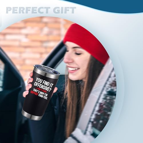 ATHAND 20oz You Find It Offensive, I Find It Funny Stainless Steel Tumbler with Lid - Black Variation