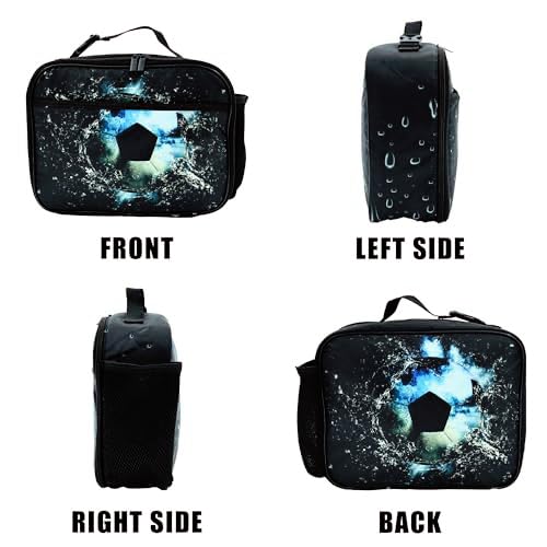 Bzocm Soccer Lunch Bag Insulated Reusable Lunch Box Kids Girls Boys Cooler Thermal Tote Bag For Men Women School Work Picnic