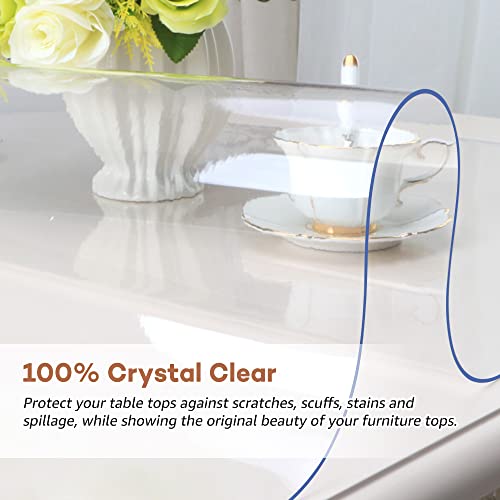 1.5mm Clear Vinyl Tablecloth Protector 24 x 48 Inch Waterproof Desk Mat