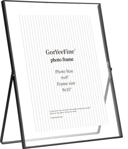 GorYeeFine 8x10 Inch Black Floating Metal Beaded Photo Frame with Tempered Glass - 1 Pack