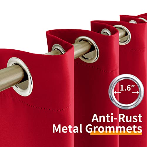 Red Blackout Curtains 63 Inch, Room Darkening Drapes - 2 Panels