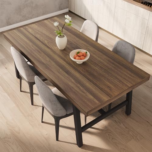 71-Inch Industrial Rectangular Dining Table for 6-8 People, Heavy Duty Wood
