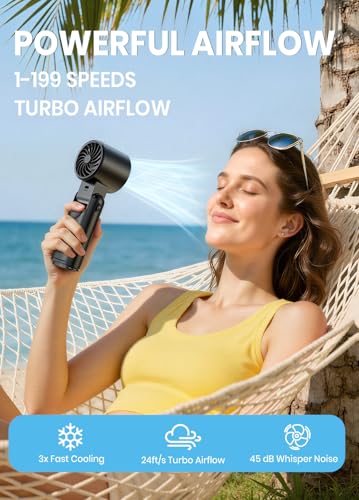 Deyhoc Portable Handheld Turbo Fan 4-in-1 Rechargeable Mini Fan