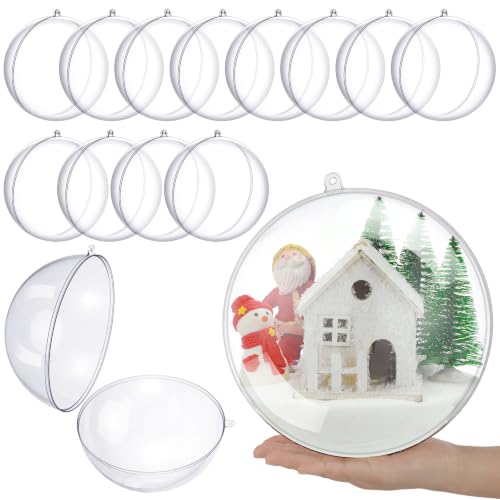 Syhood 15 Pcs Clear Fillable Christmas Ornaments 7.87 Inch Large Balls
