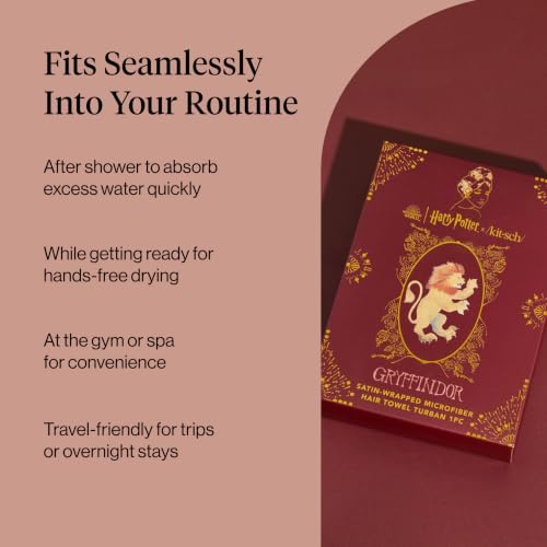 Kitsch x Harry Potter Gryffindor Microfiber Hair Towel Wrap for Women