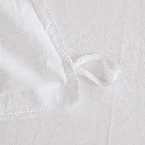 100% Washed Cotton Duvet Cover Set - 3-Piece Queen Bedding, Soft White