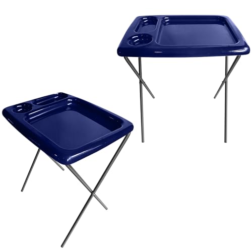 Portable Folding TV Tray Tables, Sturdy Steel Frame - Set of 2