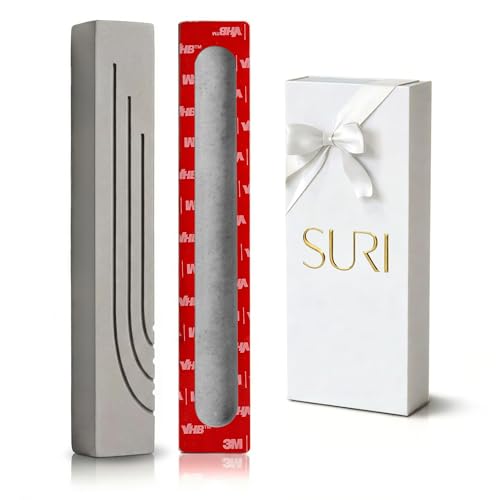 Modern Concrete Mezuzah Case - 4 Inch Gray with Self-Adhesive Backing