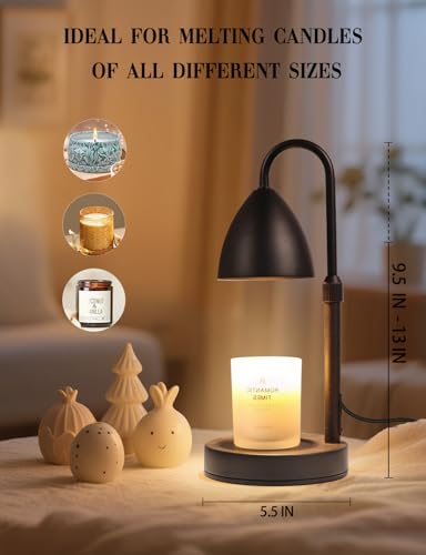 Dimmable Candle Warmer Lamp with Timer - Height Adjustable Wax Melter