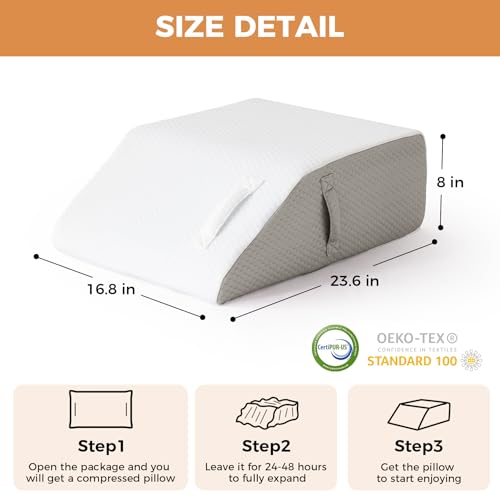 Memory Foam Leg Elevation Pillow for Swelling & Pain Relief - 23.6x16.8x8in