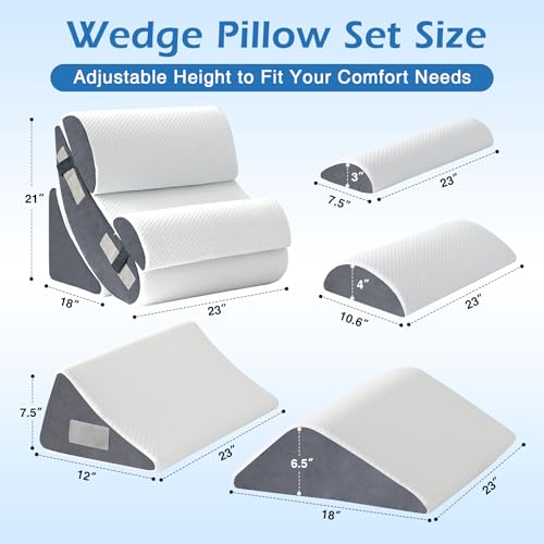 6-Piece Orthopedic Wedge Pillow Set for Post-Surgery Relief