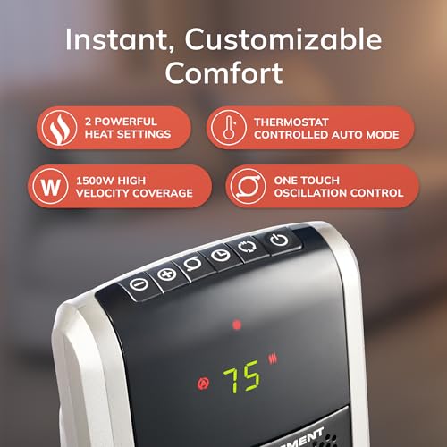 Lasko 29-Inch Oscillating Digital Ceramic Tower Space Heater with Remote Control, 1500W